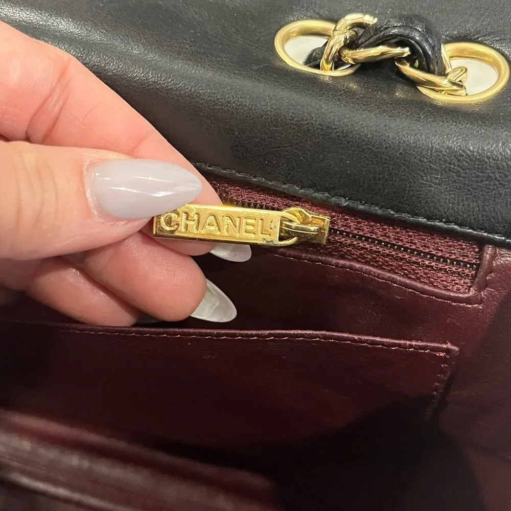 Chanel Black Quilted Shoulder Bag with Gold Accents